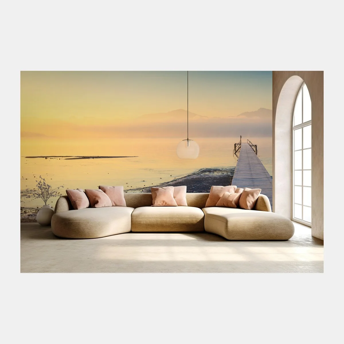 Carta da parati pontile verso l'orizzonte al tramonto • Wallissimo® Carta da parati pontile verso l'orizzonte al tramonto • Wallissimo®