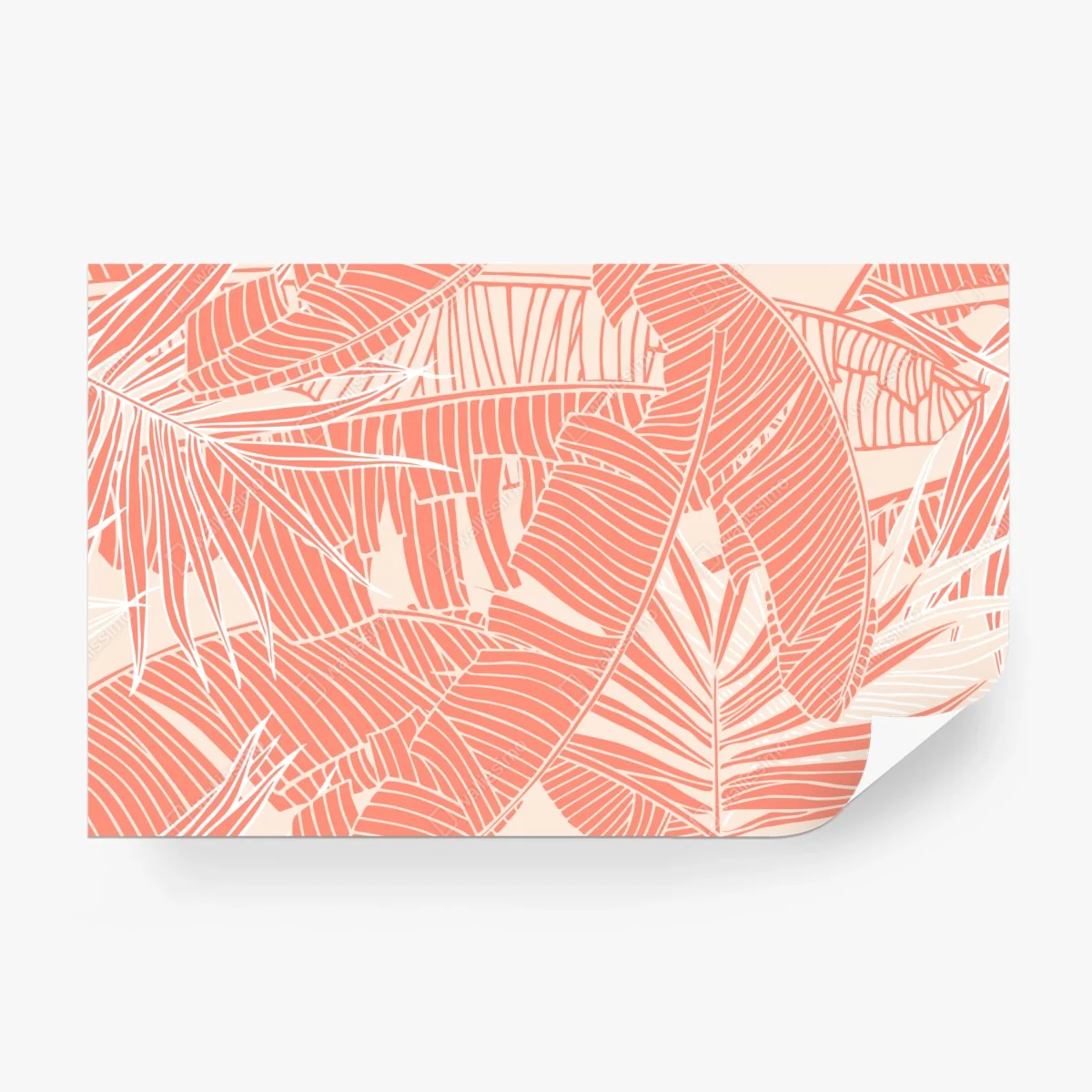 Carta da parati motivo di foglie tropicali color corallo • Wallissimo®
