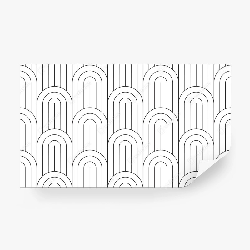 Carta da parati motivo ad archi geometrico minimale in bianco e nero