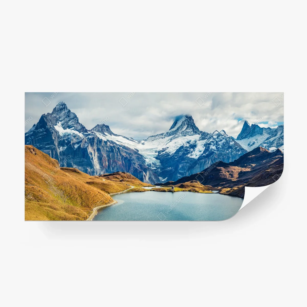 Carta da parati magico panorama autunnale sul lago Bachalpsee e sulle Alpi Svizzere • Wallissimo®