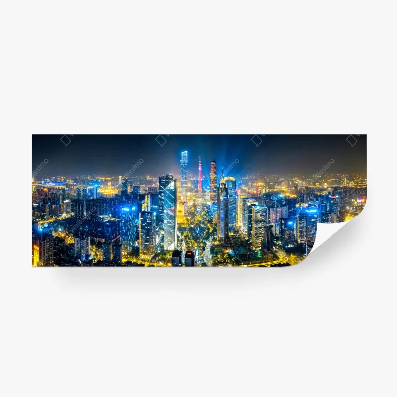 Carta da parati panorama notturno del distretto finanziario di Guangzhou