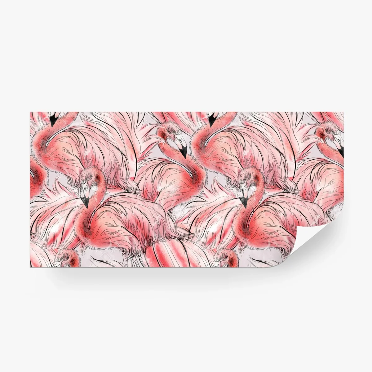 Carta da parati motivo fenicotteri in acquerello rosa • Wallissimo® Carta da parati motivo fenicotteri in acquerello rosa • Wallissimo®