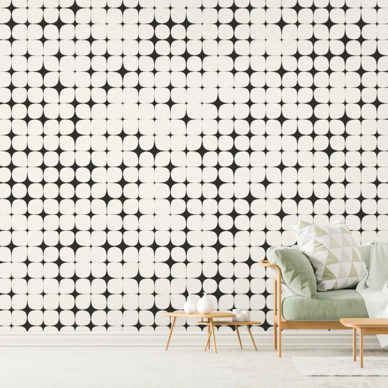 Carta da parati motivo geometrico ottico monocromatico