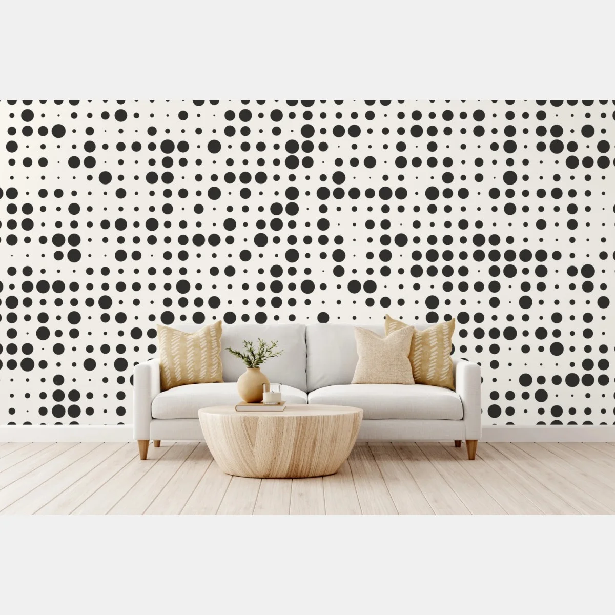 Carta da parati motivo a pois effetto semitono in bianco e nero • Wallissimo® Carta da parati motivo a pois effetto semitono in bianco e nero • Wallissimo®