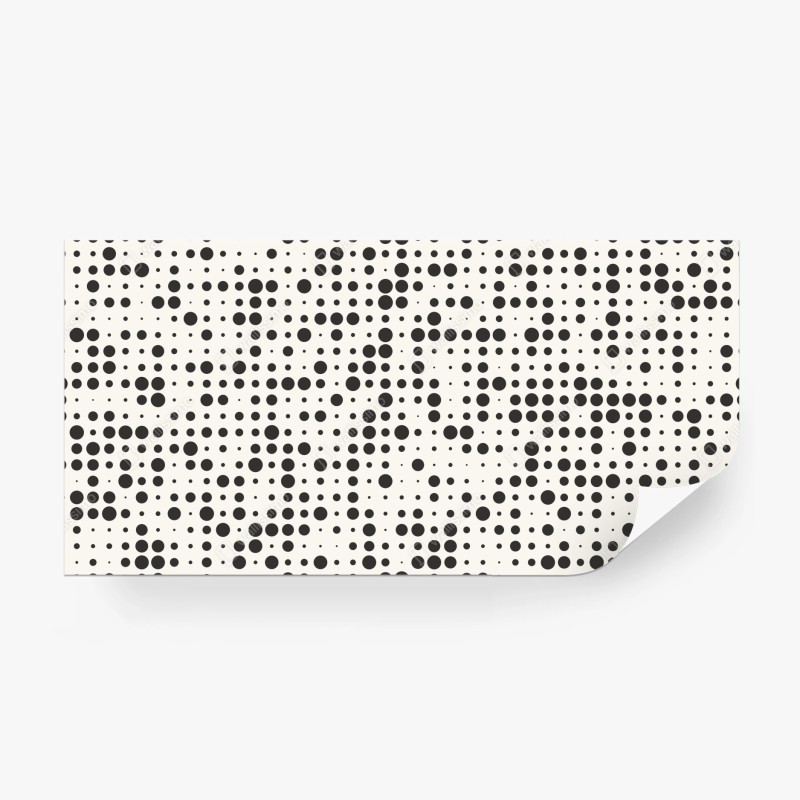 Carta da parati motivo a pois effetto semitono in bianco e nero