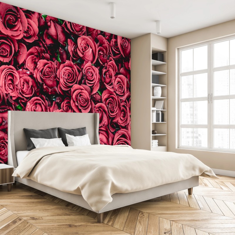 Carta da parati mosaico di rose rosse