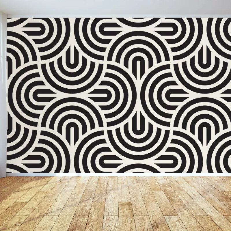 Carta da parati motivo geometrico ottico in bianco e nero