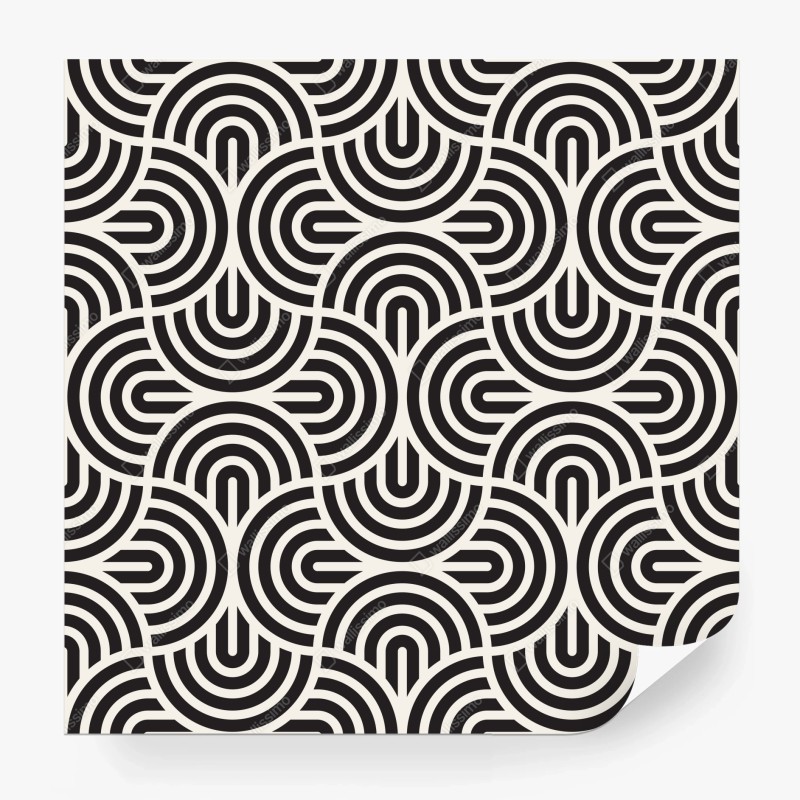 Carta da parati motivo geometrico ottico in bianco e nero