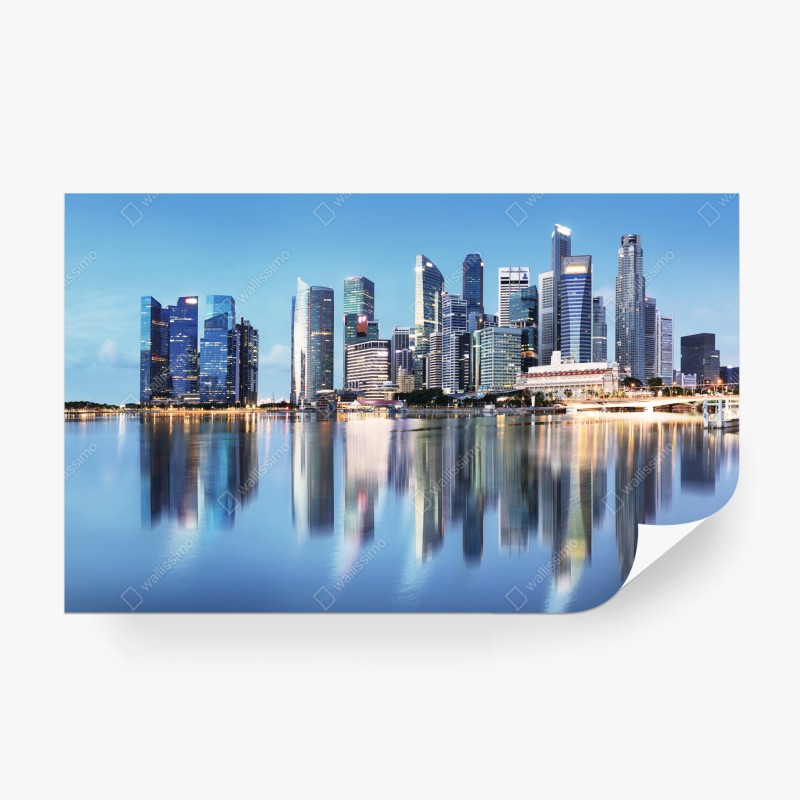 Carta da parati panorama urbano riflesso a Singapore