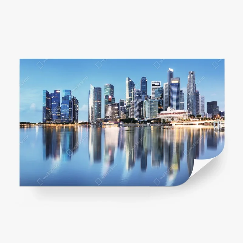 Carta da parati panorama urbano riflesso a Singapore