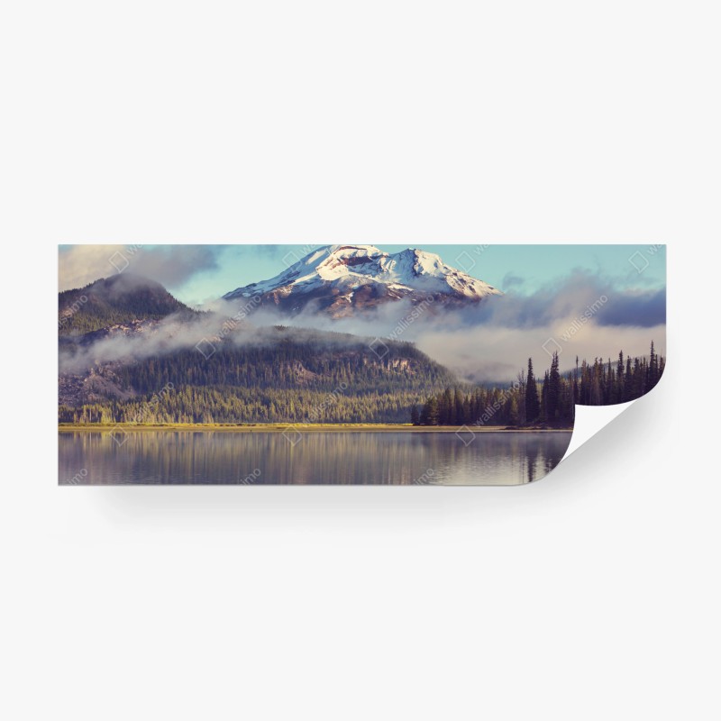 Carta da parati riflessi mattutini sul lago di montagna, Oregon