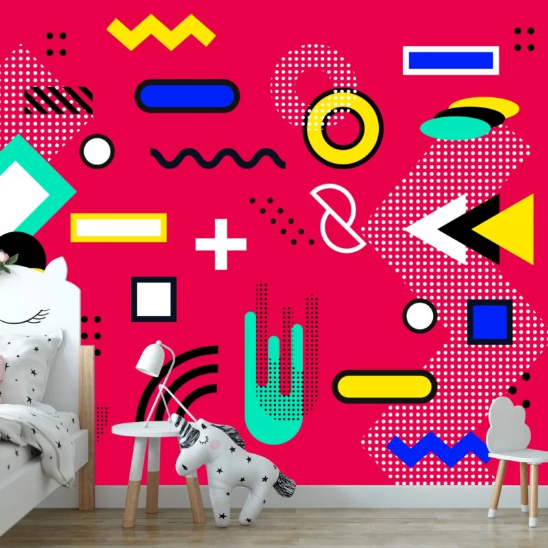 Carta da parati pattern geometrico pop art vibrante