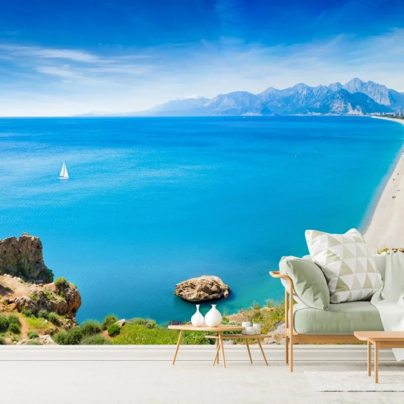 Carta da parati vista panoramica costiera di Konyaalti, Antalya