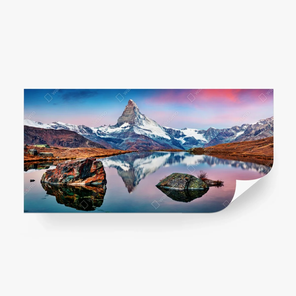 Carta da parati riflessi del Cervino sullo Stellisee • Wallissimo®