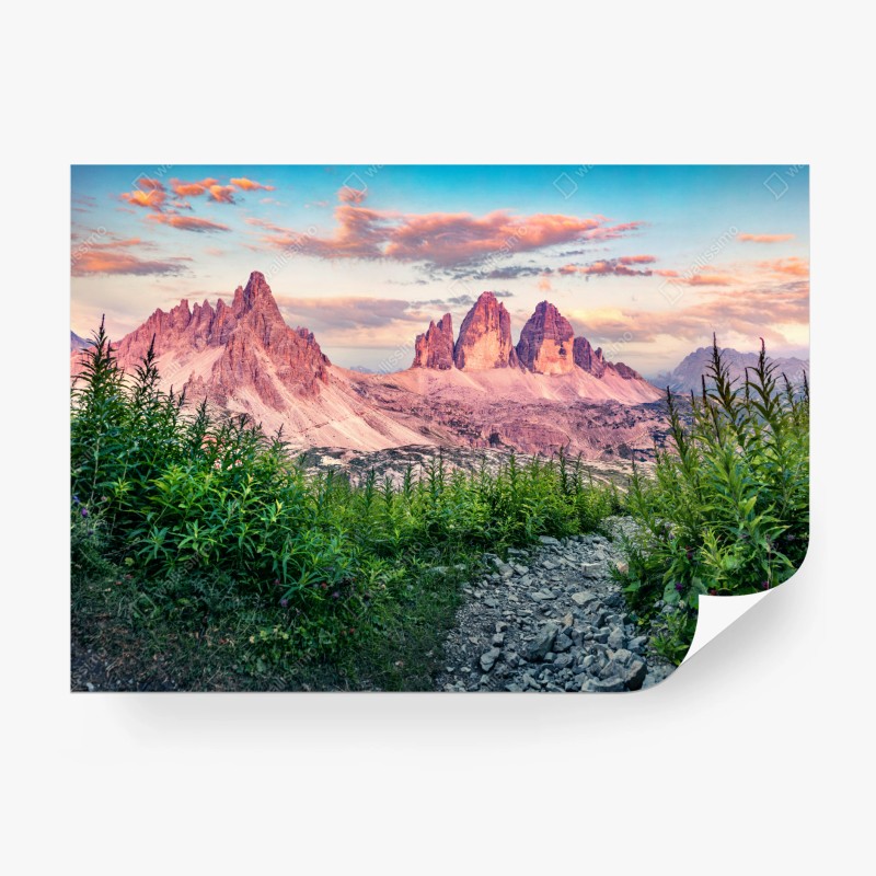 Carta da parati tramonto sulle Tre Cime di Lavaredo