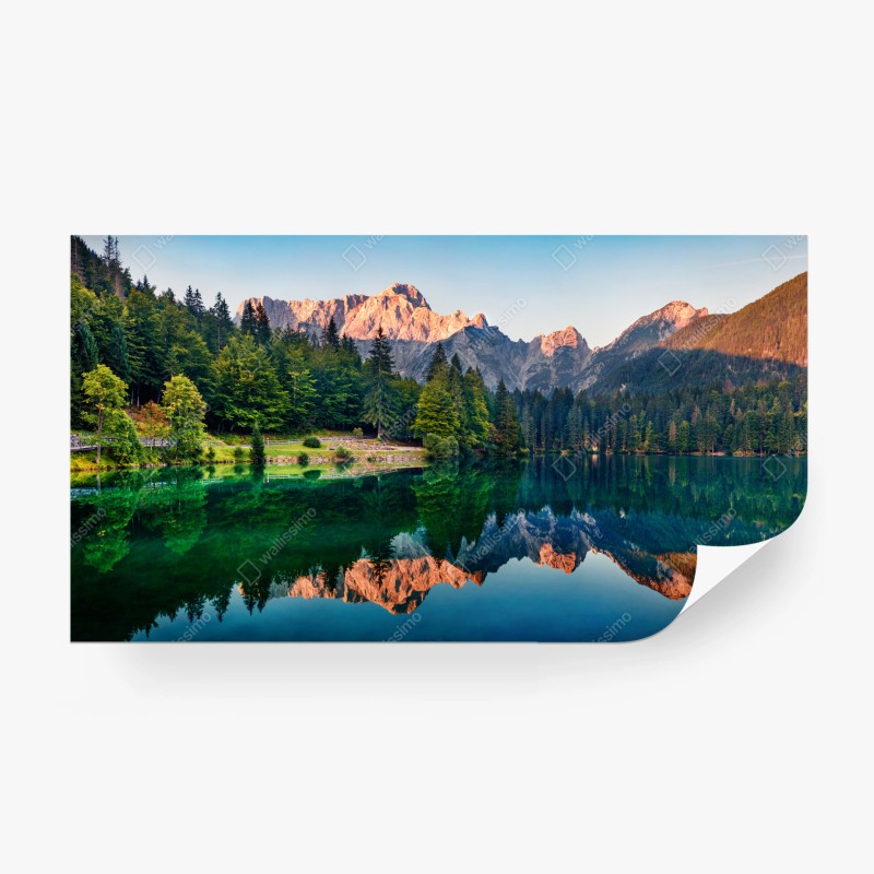 Carta da parati panorama del Lago di Fusine con Mangart