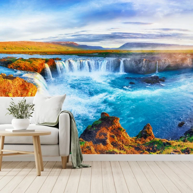 Carta da parati cascata spettacolare di Godafoss, Islanda