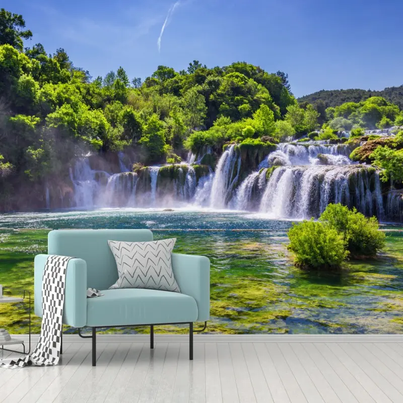 Carta da parati paesaggio incantato di Skradinski Buk, cascata del parco nazionale Krka