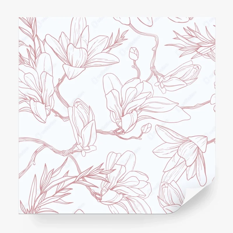 Carta da parati motivo di magnolie su sfondo tenue