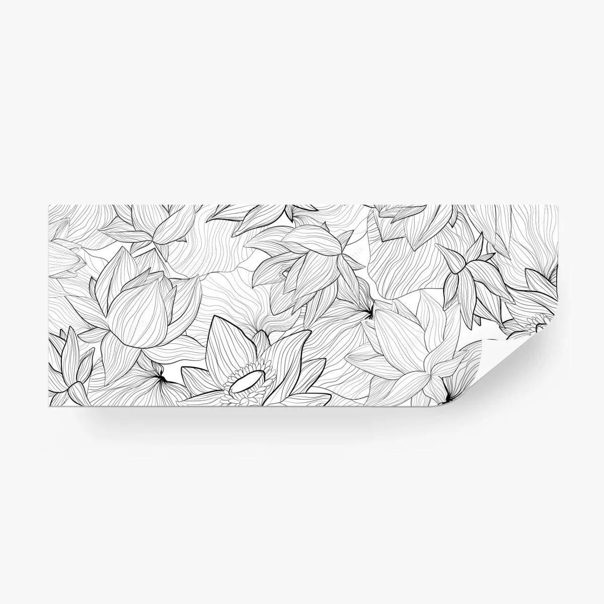 Carta da parati fiori stilizzati in bianco e nero • Wallissimo®