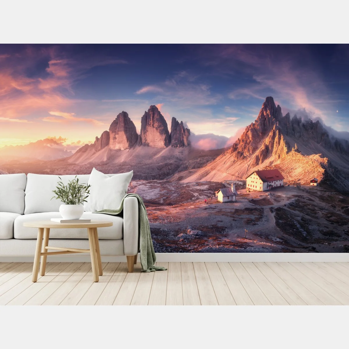 Carta da parati alba sulle Tre Cime di Lavaredo • Wallissimo® Carta da parati alba sulle Tre Cime di Lavaredo • Wallissimo®