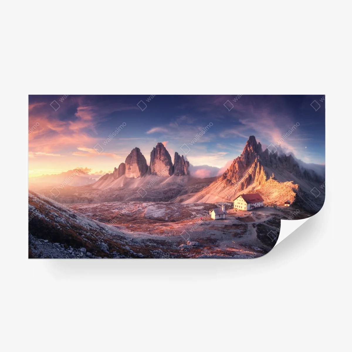 Carta da parati alba sulle Tre Cime di Lavaredo • Wallissimo® Carta da parati alba sulle Tre Cime di Lavaredo • Wallissimo®