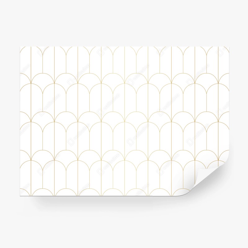 Carta da parati motivo art déco oro su sfondo bianco