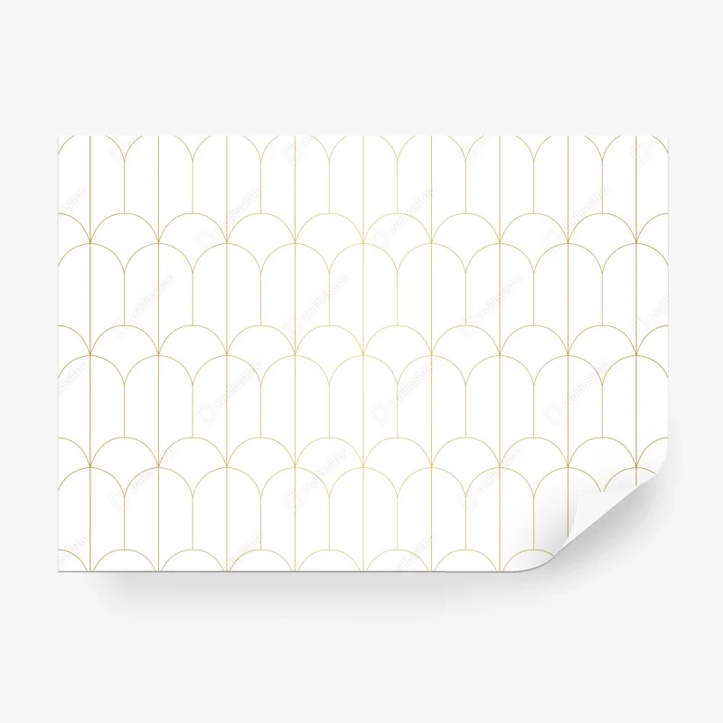 Carta da parati motivo art déco oro su sfondo bianco