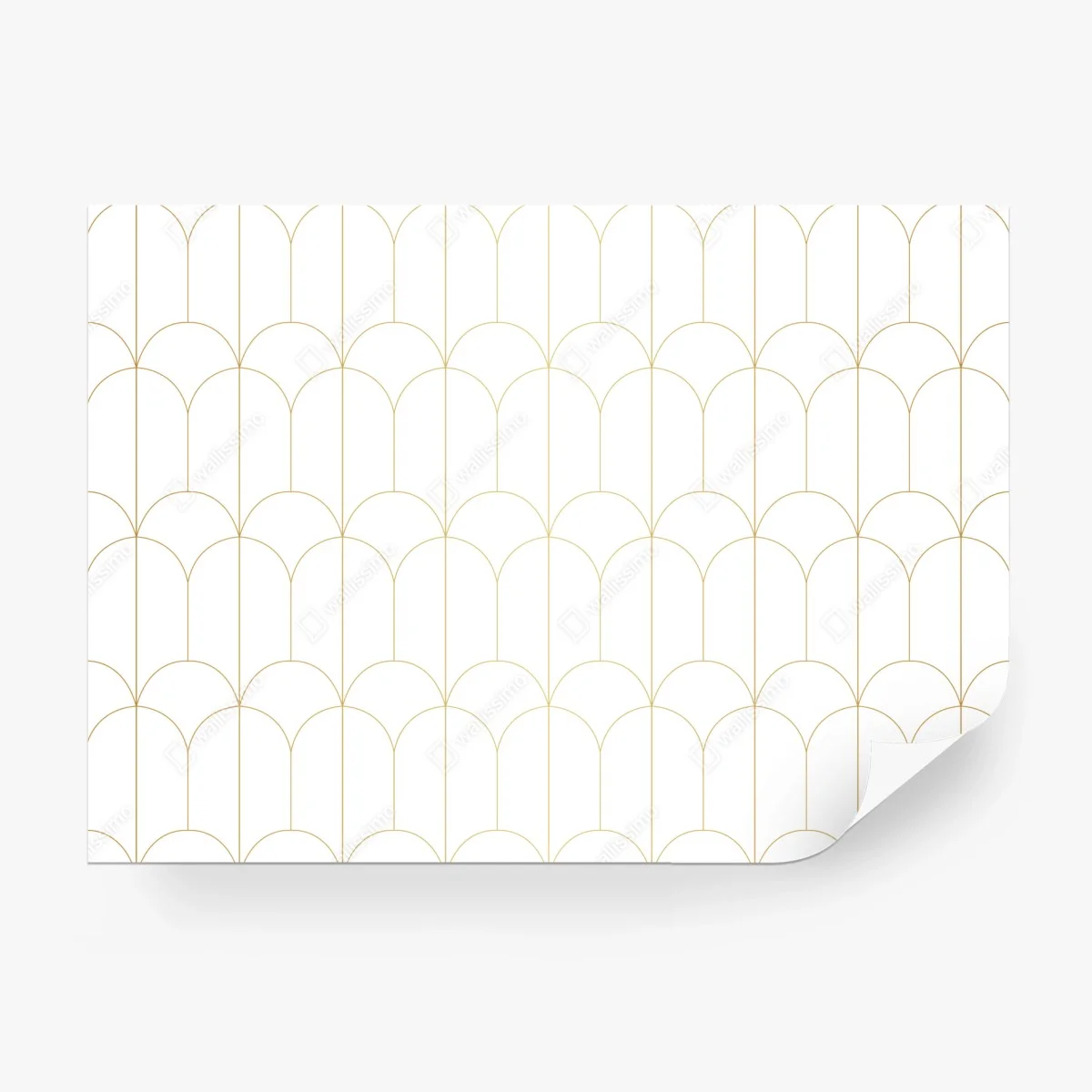 Carta da parati motivo art déco oro su sfondo bianco • Wallissimo®