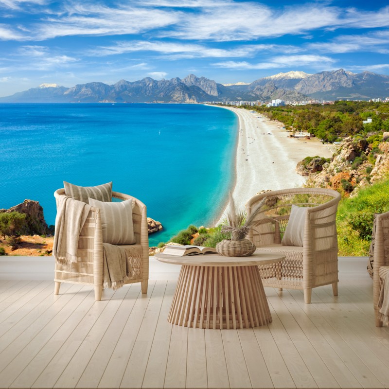 Carta da parati panorama della spiaggia di Konyaalti, Antalya