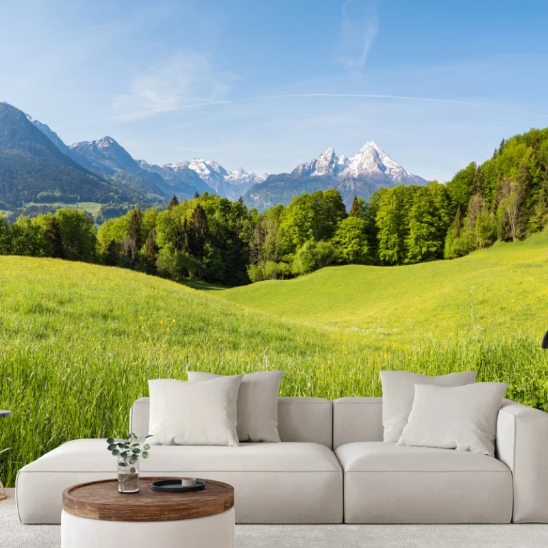 Carta da parati panorama montano primaverile