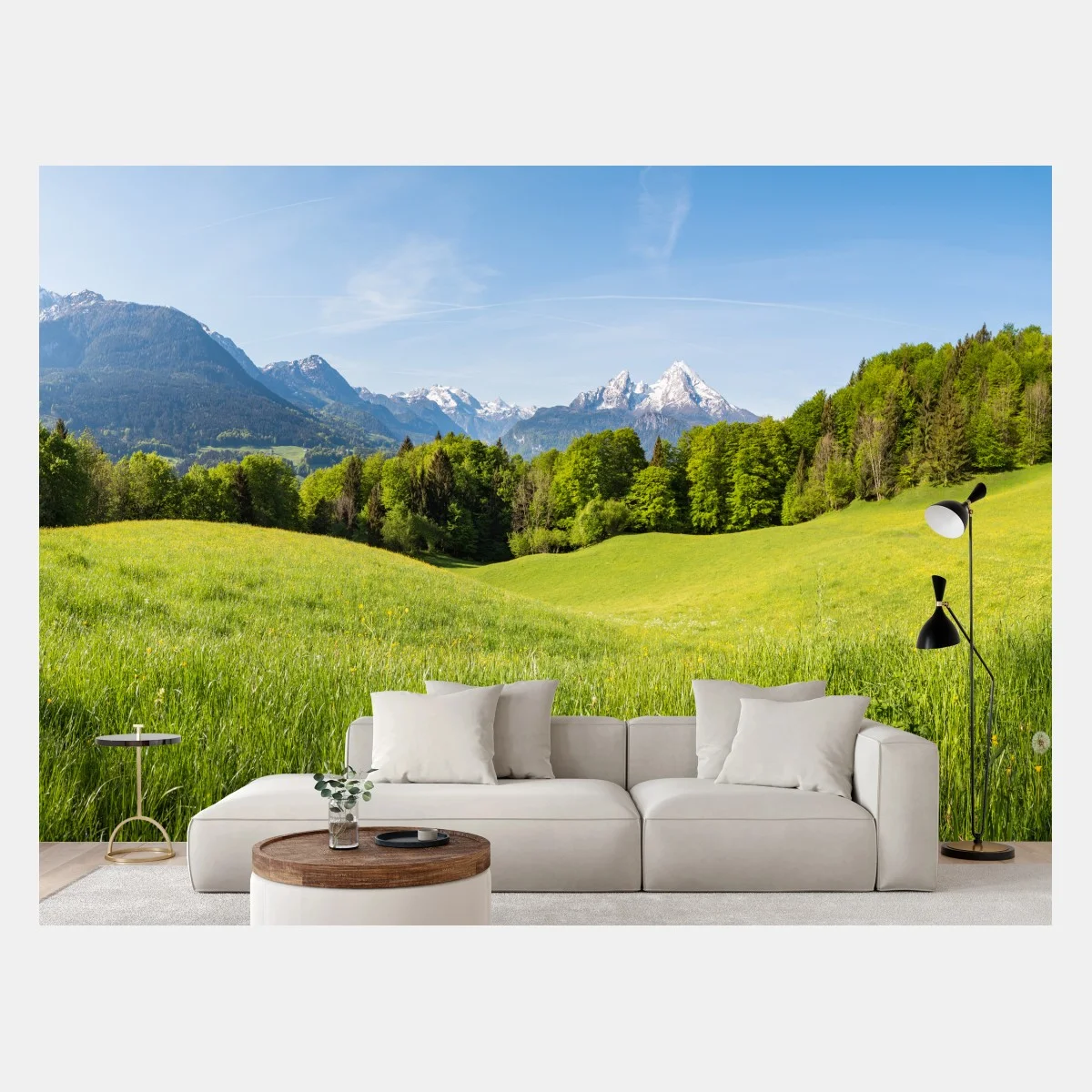 Carta da parati panorama montano primaverile • Wallissimo® Carta da parati panorama montano primaverile • Wallissimo®