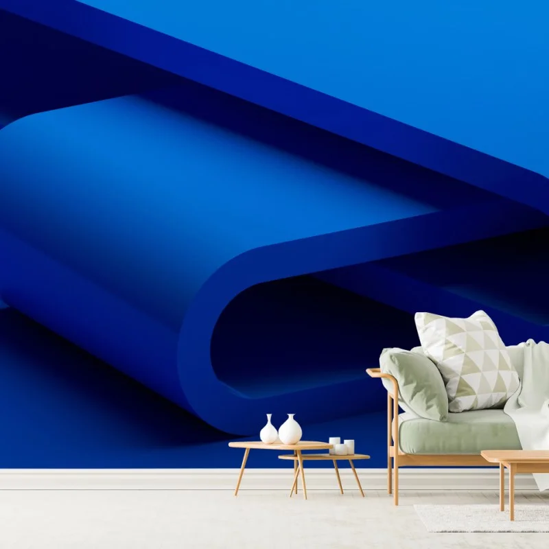 Carta da parati curve geometriche blu