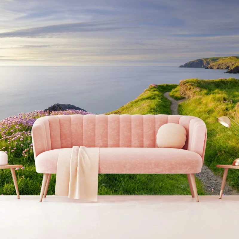 Carta da parati sentiero al tramonto a Ceibwr Bay