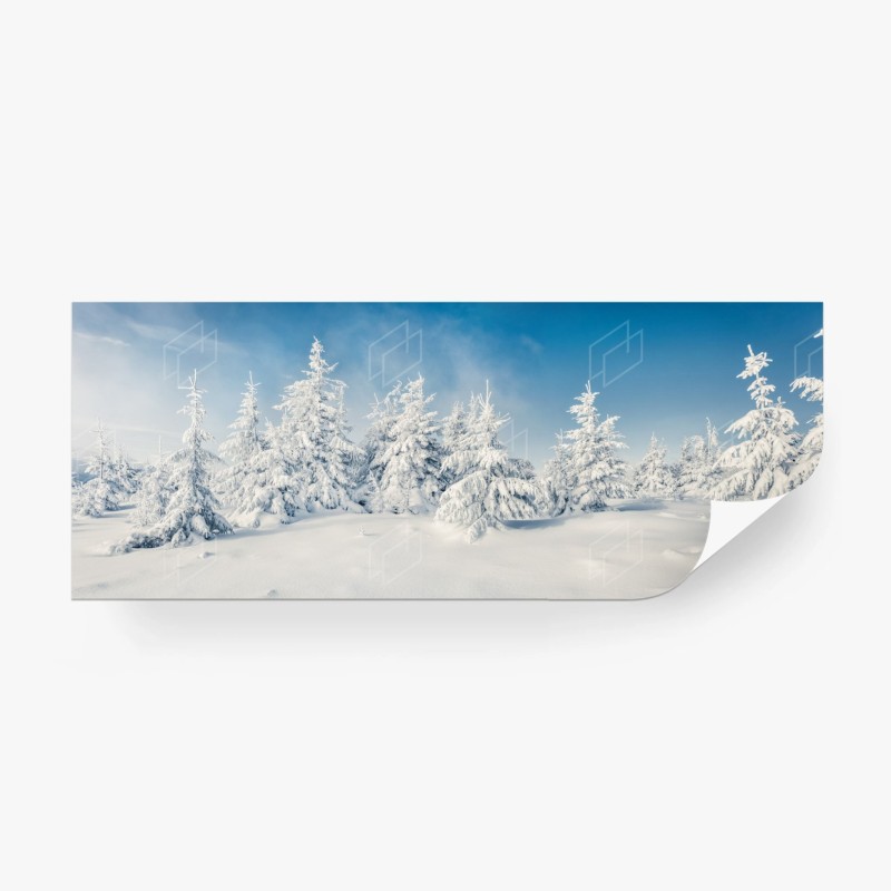 Carta da parati panorama invernale di abeti innevati