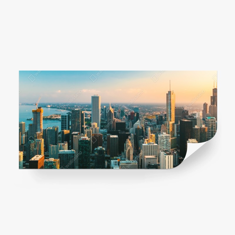 Carta da parati tramonto su Chicago: skyline metropolitano