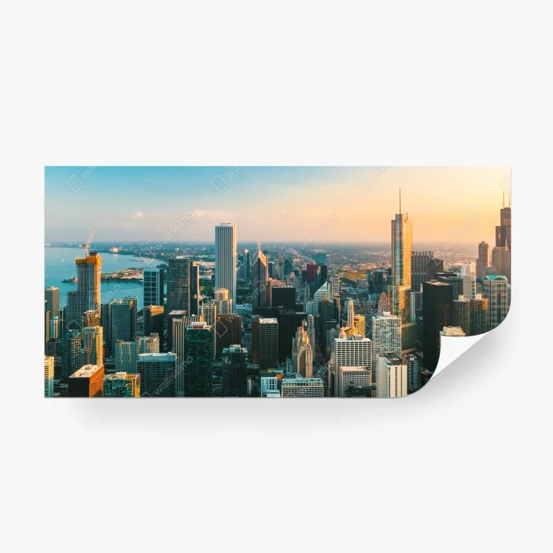 Carta da parati tramonto su Chicago: skyline metropolitano