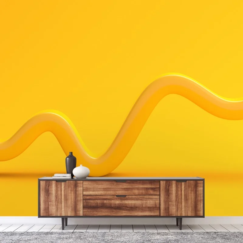 Carta da parati movimento ondulato in giallo