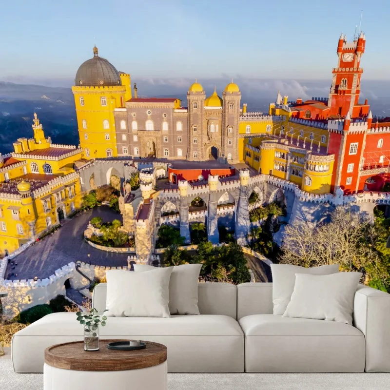 Carta da parati splendida veduta del castello colorato di Sintra, Portogallo