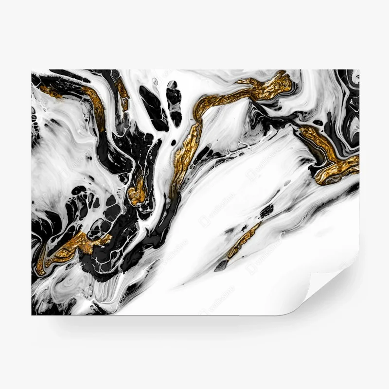 Carta da parati marmo fluido nero e oro
