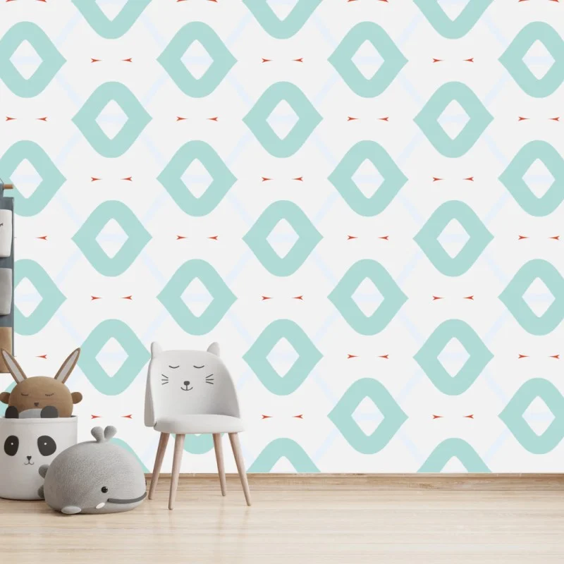 Carta da parati motivo geometrico turchese stile scandinavo
