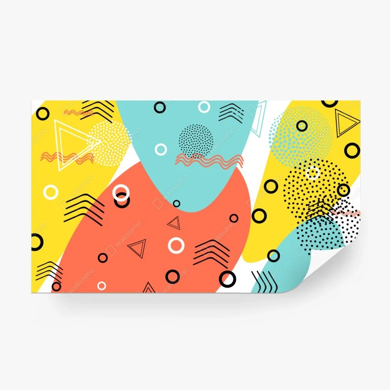 Carta da parati motivo geometrico pop dai colori vivaci