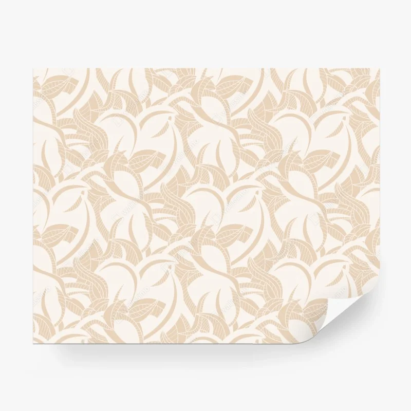 Carta da parati motivo di foglie beige elegante