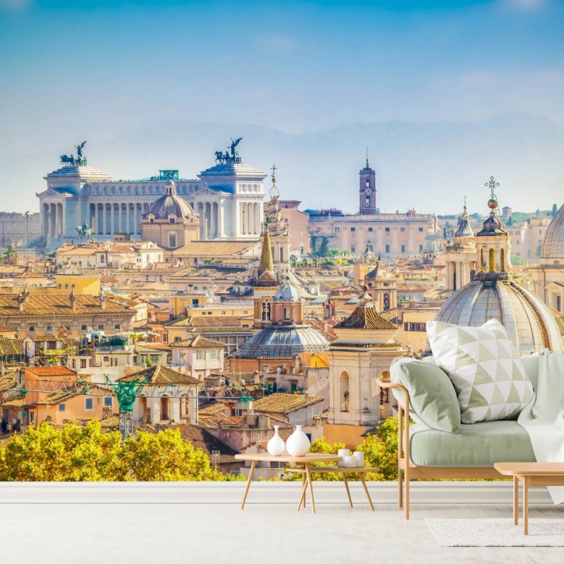 Carta da parati skyline storico di Roma al tramonto