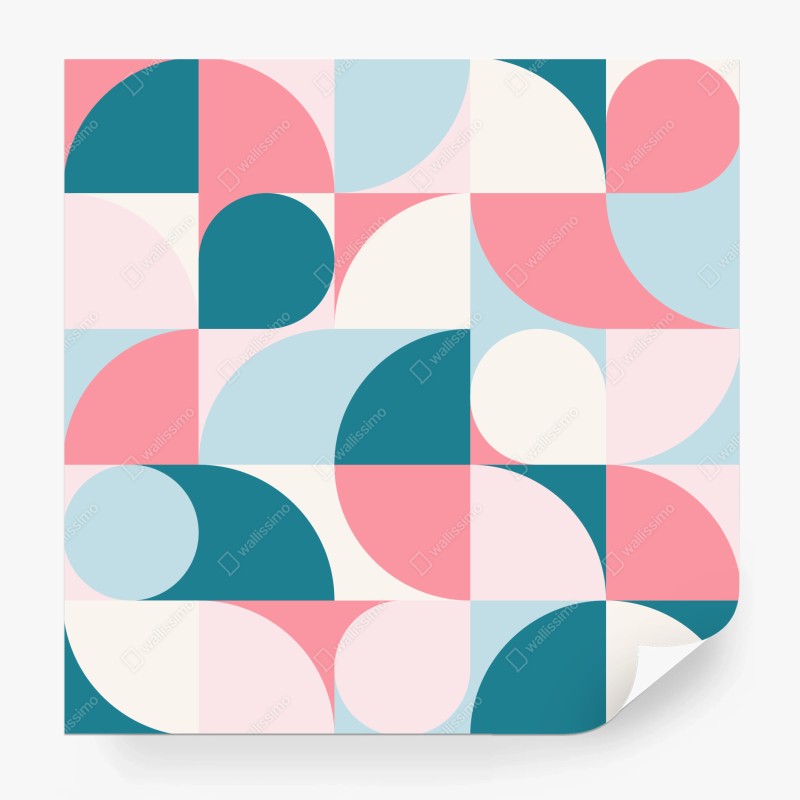 Carta da parati motivo geometrico pastello in stile retro