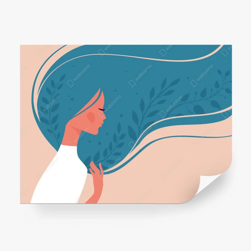 Carta da parati ritratto floreale di donna in profilo