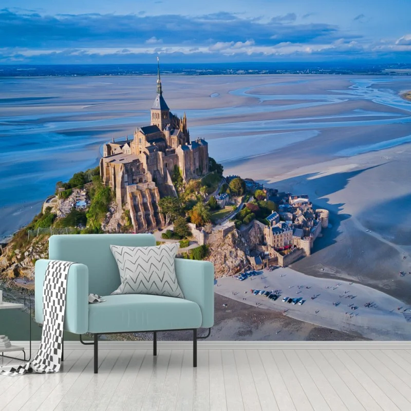 Carta da parati panorama aereo di Mont Saint-Michel