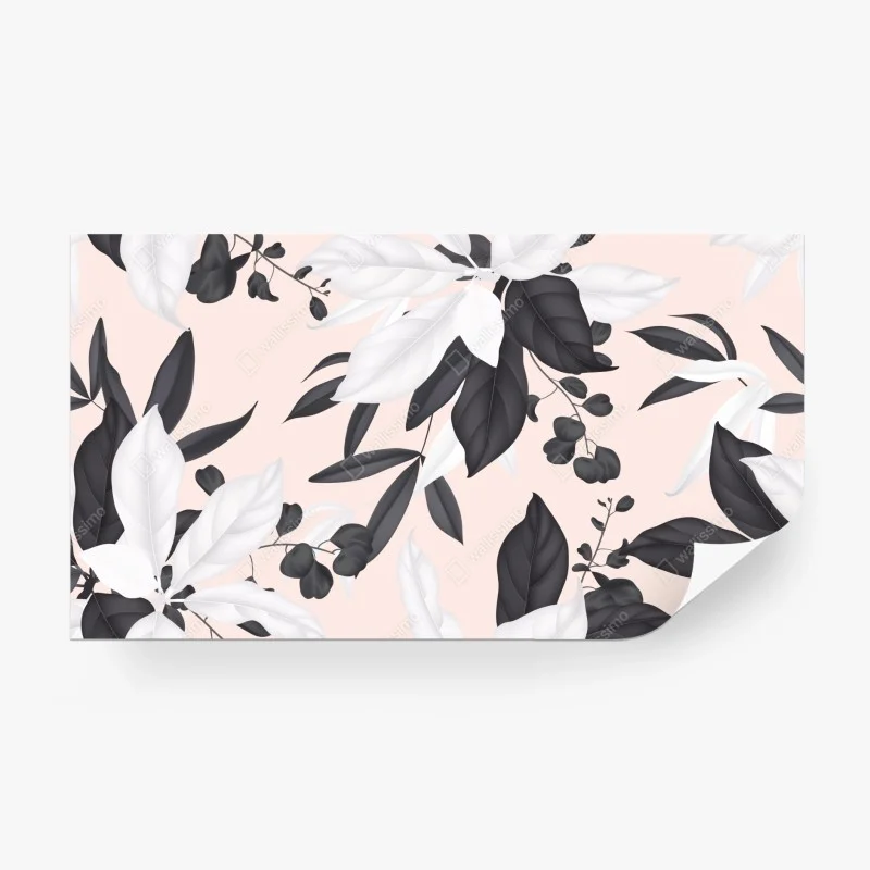 Carta da parati fogliame elegante su sfondo rosa