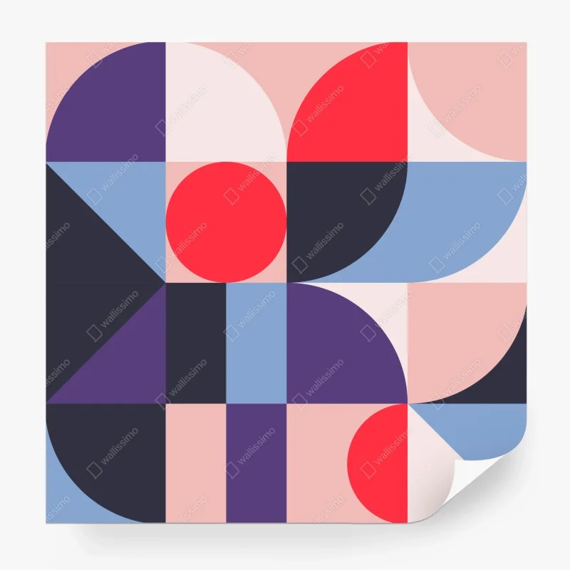 Carta da parati composizione geometrica dai toni vivaci