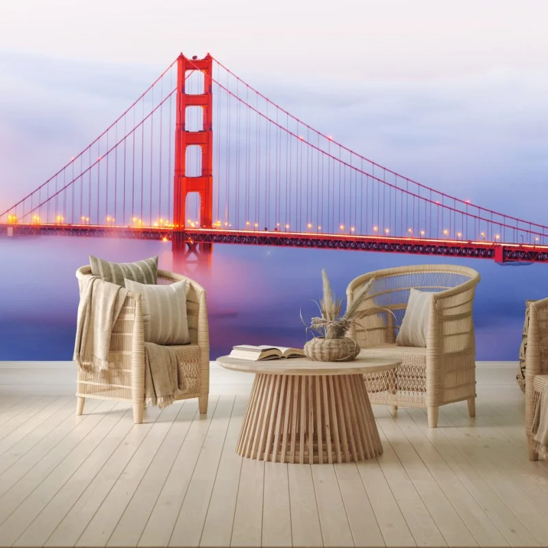 Carta da parati tramonto sul Golden Gate nella nebbia